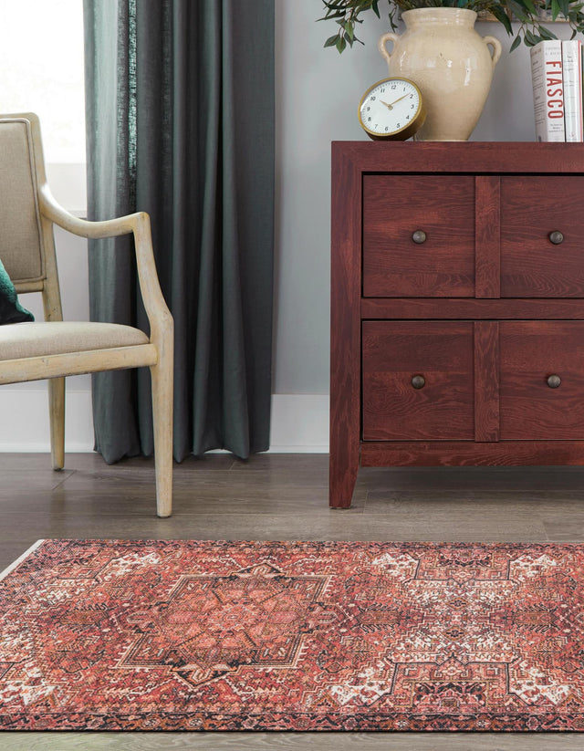 Rust Red 2' x 6' 1 Boutique Runner Area Rug Chenille Polyester Cotton Traditional Oriental Inspired Classical Carpet for Living Rooms Dining Office Space Interior Design for Sale at Rug Engine