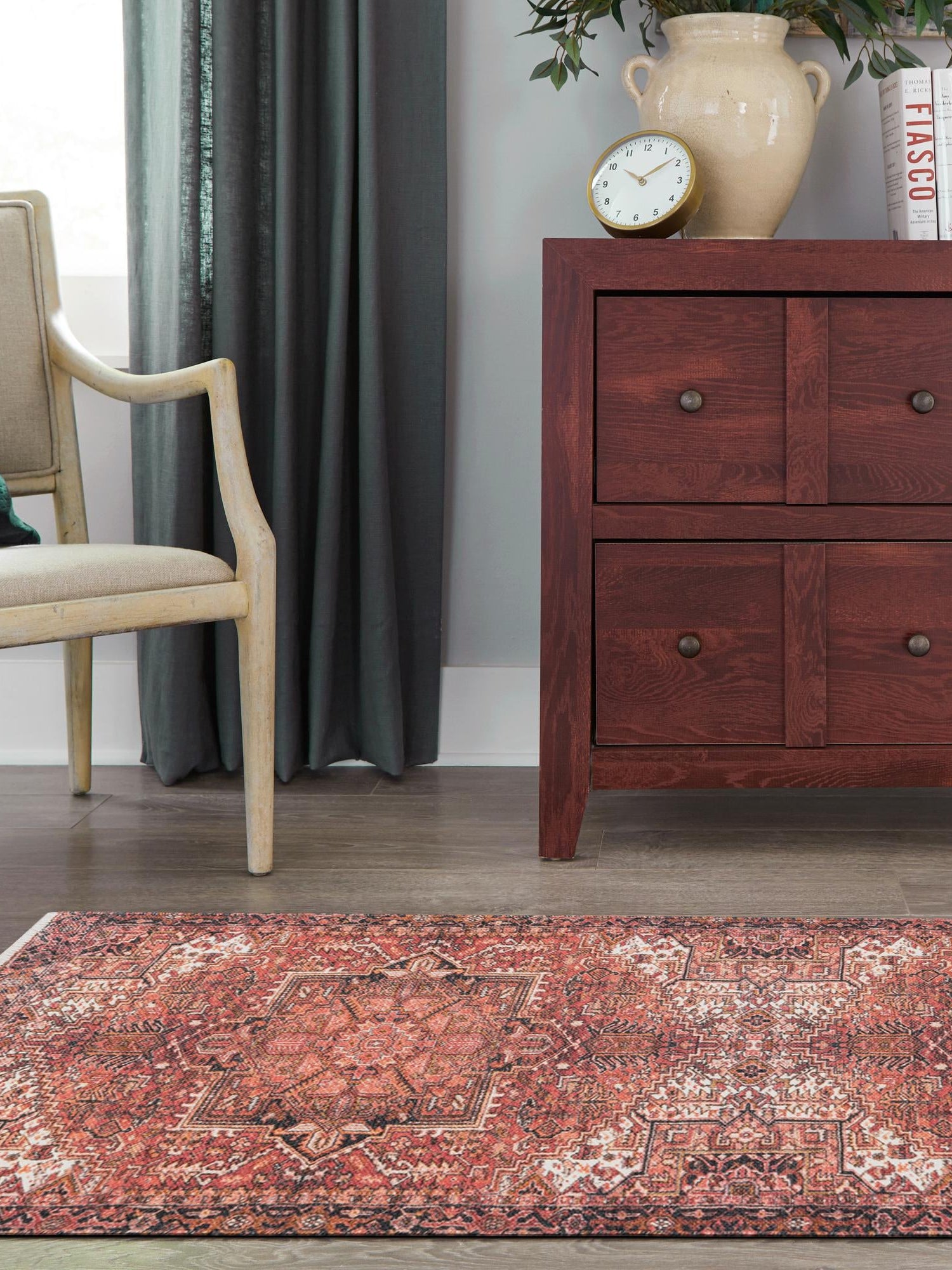 Rust Red 3' 3 x 11' 10 Boutique Runner Area Rug Chenille Polyester Cotton Traditional Oriental Inspired Classical Carpet for Living Rooms Dining Office Space Interior Design for Sale at Rug Engine
