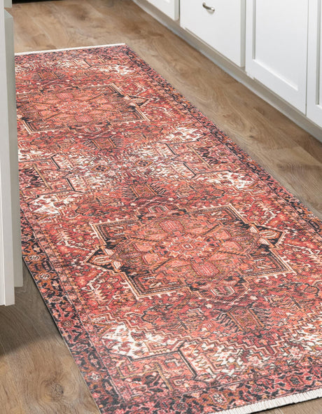 Rust Red 3' 3 x 11' 10 Boutique Runner Area Rug Chenille Polyester Cotton Traditional Oriental Inspired Classical Carpet for Living Rooms Dining Office Space Interior Design for Sale at Rug Engine