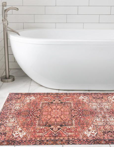 Rust Red 2' x 6' 1 Boutique Runner Area Rug Chenille Polyester Cotton Traditional Oriental Inspired Classical Carpet for Living Rooms Dining Office Space Interior Design for Sale at Rug Engine