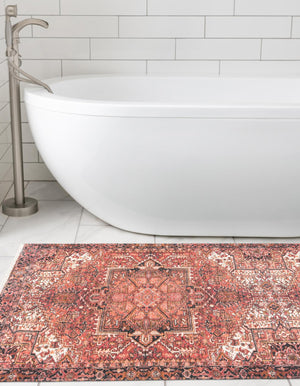 Rust Red 2' x 5' 1 Boutique Runner Area Rug Chenille Polyester Cotton Traditional Oriental Inspired Classical Carpet for Living Rooms Dining Office Space Interior Design for Sale at Rug Engine