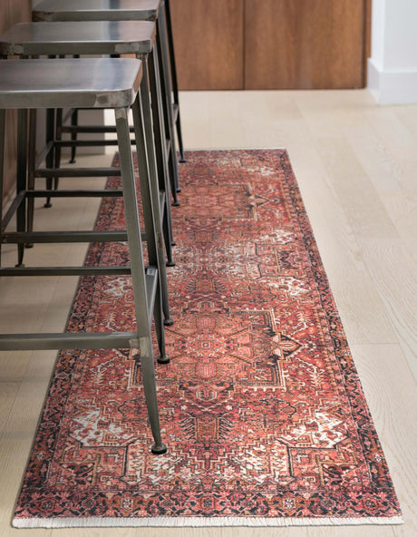 Rust Red 2' x 8' Boutique Runner Area Rug Chenille Polyester Cotton Traditional Oriental Inspired Classical Carpet for Living Rooms Dining Office Space Interior Design for Sale at Rug Engine