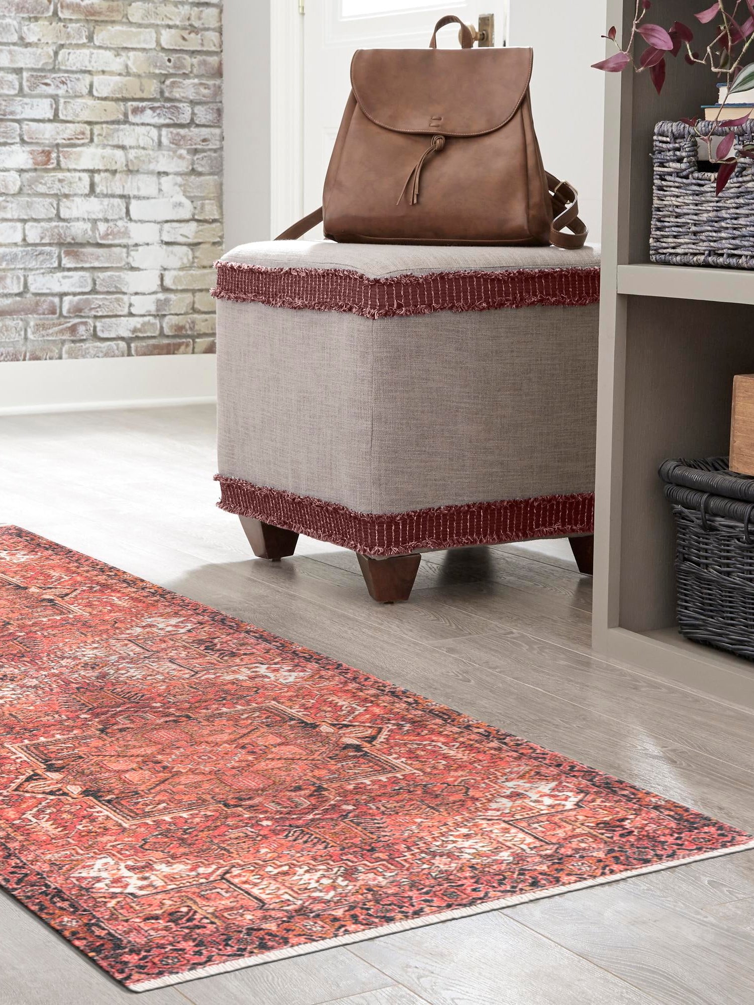 Rust Red 2' x 5' 1 Boutique Runner Area Rug Chenille Polyester Cotton Traditional Oriental Inspired Classical Carpet for Living Rooms Dining Office Space Interior Design for Sale at Rug Engine