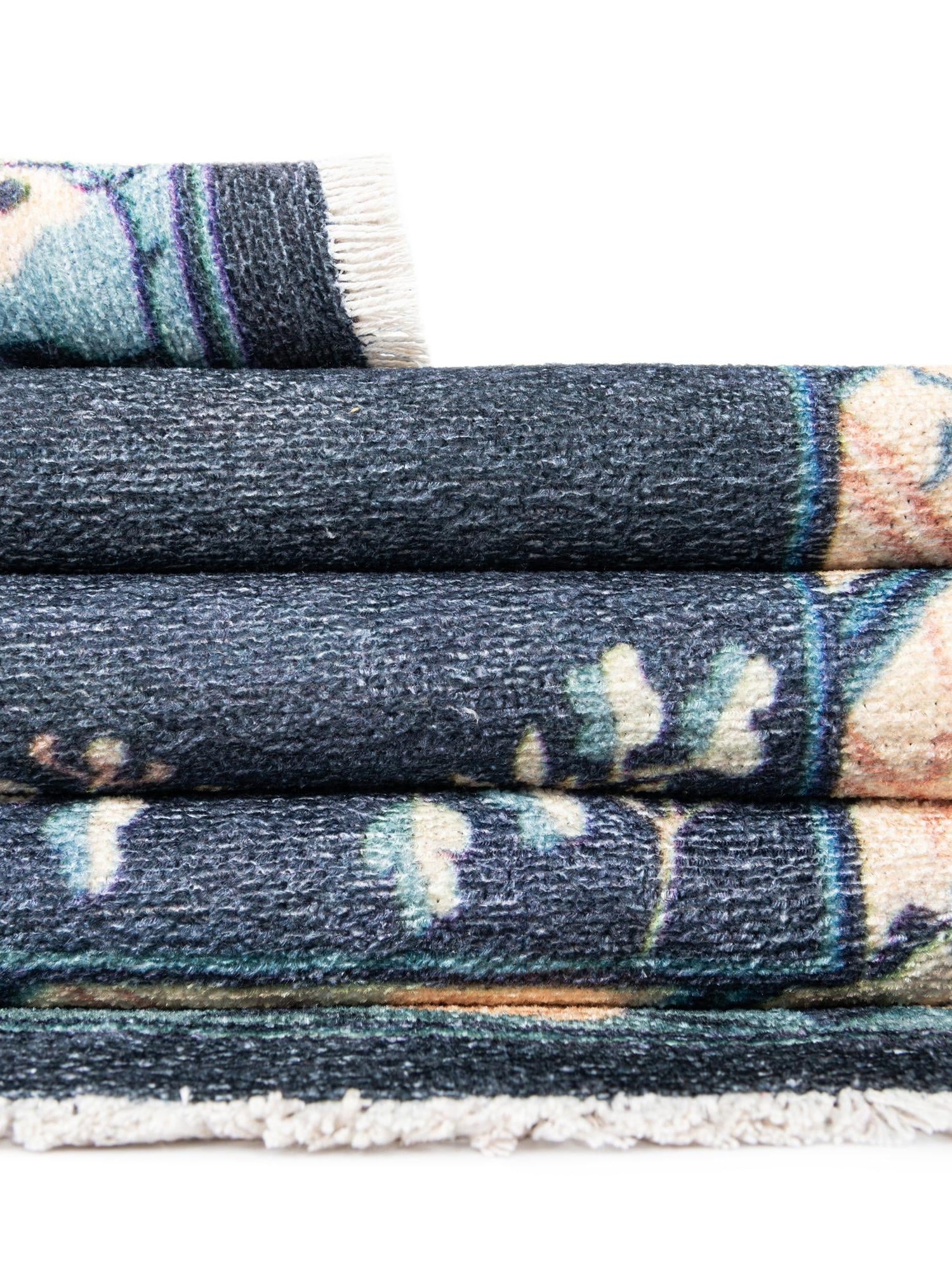 Navy Blue 7' 10 x 10' Boutique Rectangle Area Rug Chenille Polyester Cotton Traditional Oriental Inspired Classical Carpet for Living Rooms Dining Office Space Interior Design for Sale at Rug Engine