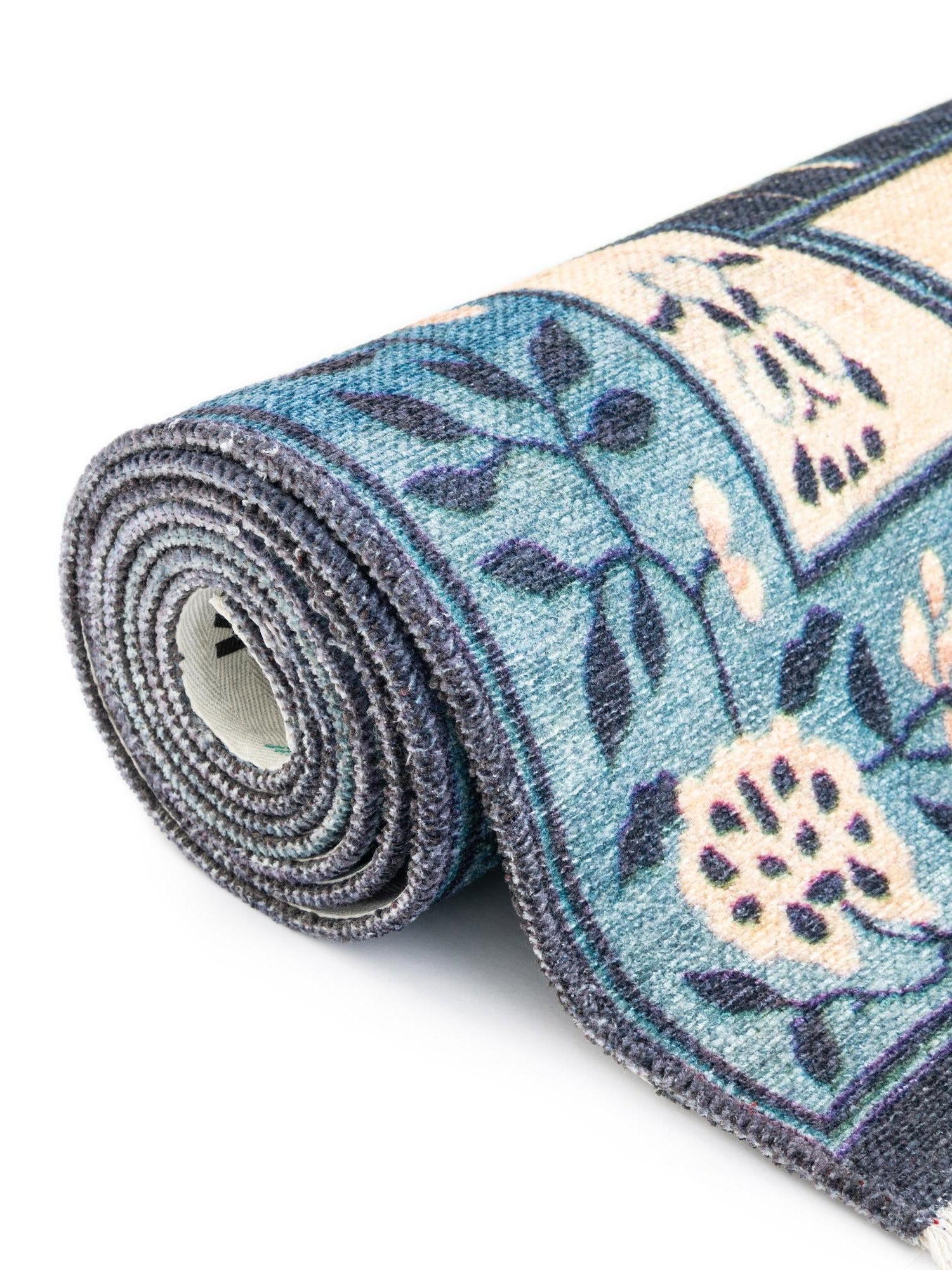 Navy Blue 5' 1 x 5' 1 Boutique Square Area Rug Chenille Polyester Cotton Traditional Oriental Inspired Classical Carpet for Living Rooms Dining Office Space Interior Design for Sale at Rug Engine