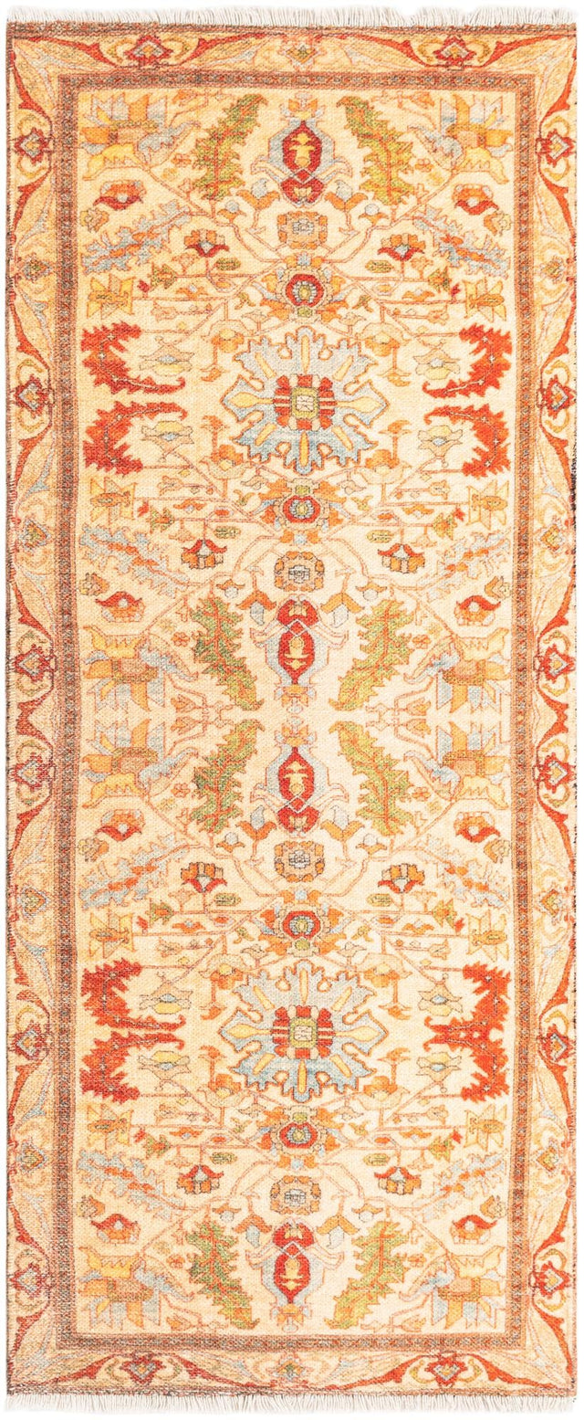 Beige 2' x 5' 1 Boutique Runner Area Rug Chenille Polyester Cotton Traditional Oriental Inspired Classical Carpet for Living Rooms Dining Office Space Interior Design for Sale at Rug Engine