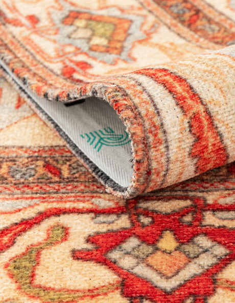 Beige 7' 10 x 10' Boutique Rectangle Area Rug Chenille Polyester Cotton Traditional Oriental Inspired Classical Carpet for Living Rooms Dining Office Space Interior Design for Sale at Rug Engine