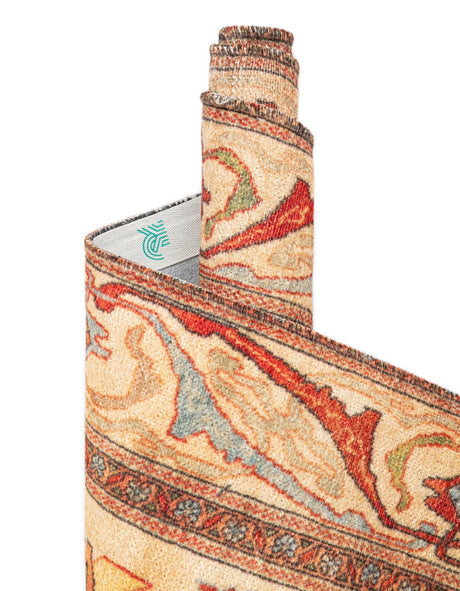 Beige 6' 1 x 9' Boutique Rectangle Area Rug Chenille Polyester Cotton Traditional Oriental Inspired Classical Carpet for Living Rooms Dining Office Space Interior Design for Sale at Rug Engine