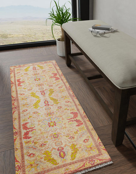 Beige 3' 3 x 11' 10 Boutique Runner Area Rug Chenille Polyester Cotton Traditional Oriental Inspired Classical Carpet for Living Rooms Dining Office Space Interior Design for Sale at Rug Engine