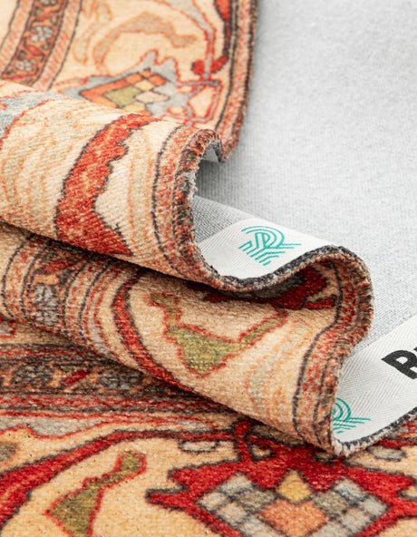 Beige 2' x 8' Boutique Runner Area Rug Chenille Polyester Cotton Traditional Oriental Inspired Classical Carpet for Living Rooms Dining Office Space Interior Design for Sale at Rug Engine