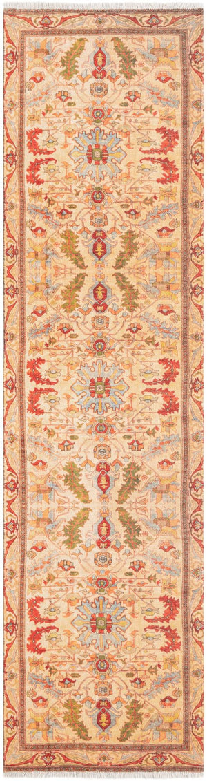 Beige 2' x 8' Boutique Runner Area Rug Chenille Polyester Cotton Traditional Oriental Inspired Classical Carpet for Living Rooms Dining Office Space Interior Design for Sale at Rug Engine