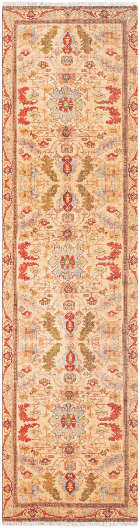 Beige 2' x 8' Boutique Runner Area Rug Chenille Polyester Cotton Traditional Oriental Inspired Classical Carpet for Living Rooms Dining Office Space Interior Design for Sale at Rug Engine