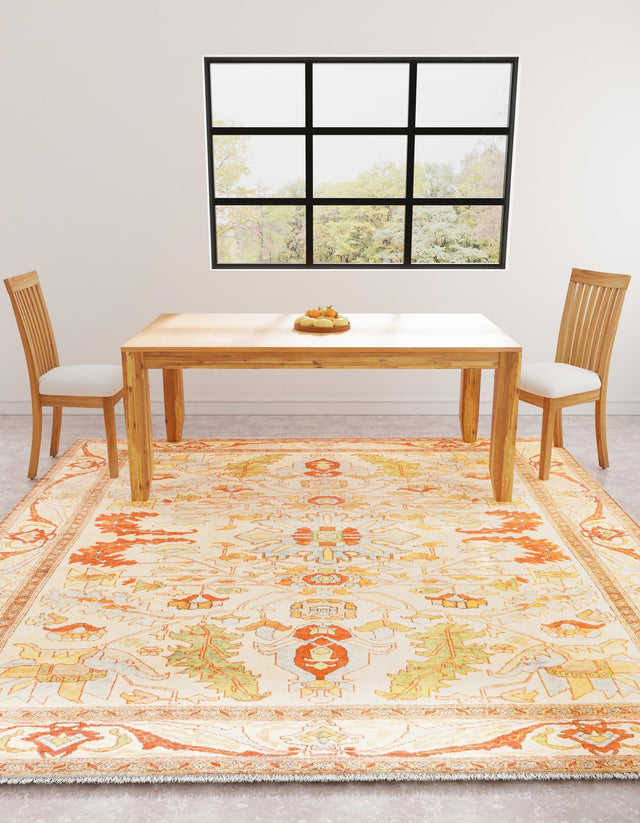 Beige 7' 9 x 7' 9 Boutique Square Area Rug Chenille Polyester Cotton Traditional Oriental Inspired Classical Carpet for Living Rooms Dining Office Space Interior Design for Sale at Rug Engine