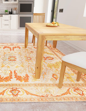 Beige 5' 1 x 5' 1 Boutique Square Area Rug Chenille Polyester Cotton Traditional Oriental Inspired Classical Carpet for Living Rooms Dining Office Space Interior Design for Sale at Rug Engine