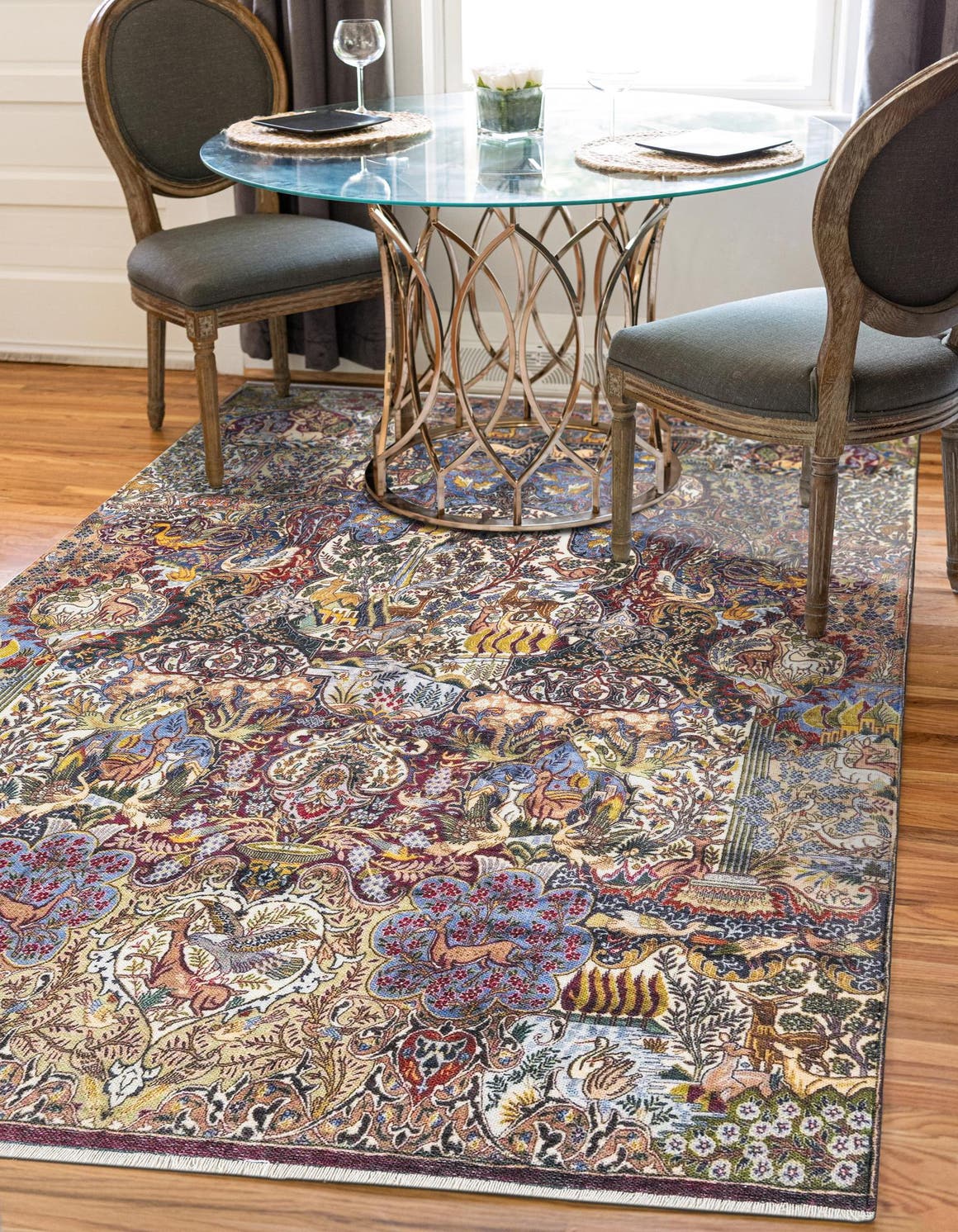 Multicolor 9' x 11' 10 Boutique Rectangle Area Rug Chenille Polyester Cotton Traditional Oriental Inspired Classical Carpet for Living Rooms Dining Office Space Interior Design for Sale at Rug Engine