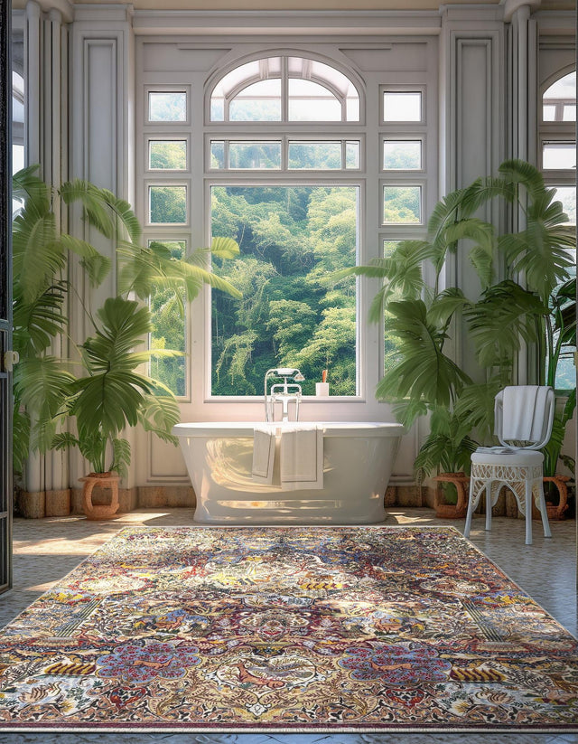 Multicolor 9' x 11' 10 Boutique Rectangle Area Rug Chenille Polyester Cotton Traditional Oriental Inspired Classical Carpet for Living Rooms Dining Office Space Interior Design for Sale at Rug Engine