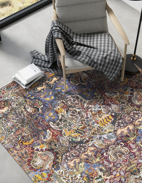 Multicolor 3' 11 x 5' 11 Boutique Rectangle Area Rug Chenille Polyester Cotton Traditional Oriental Inspired Classical Carpet for Living Rooms Dining Office Space Interior Design for Sale at Rug Engine