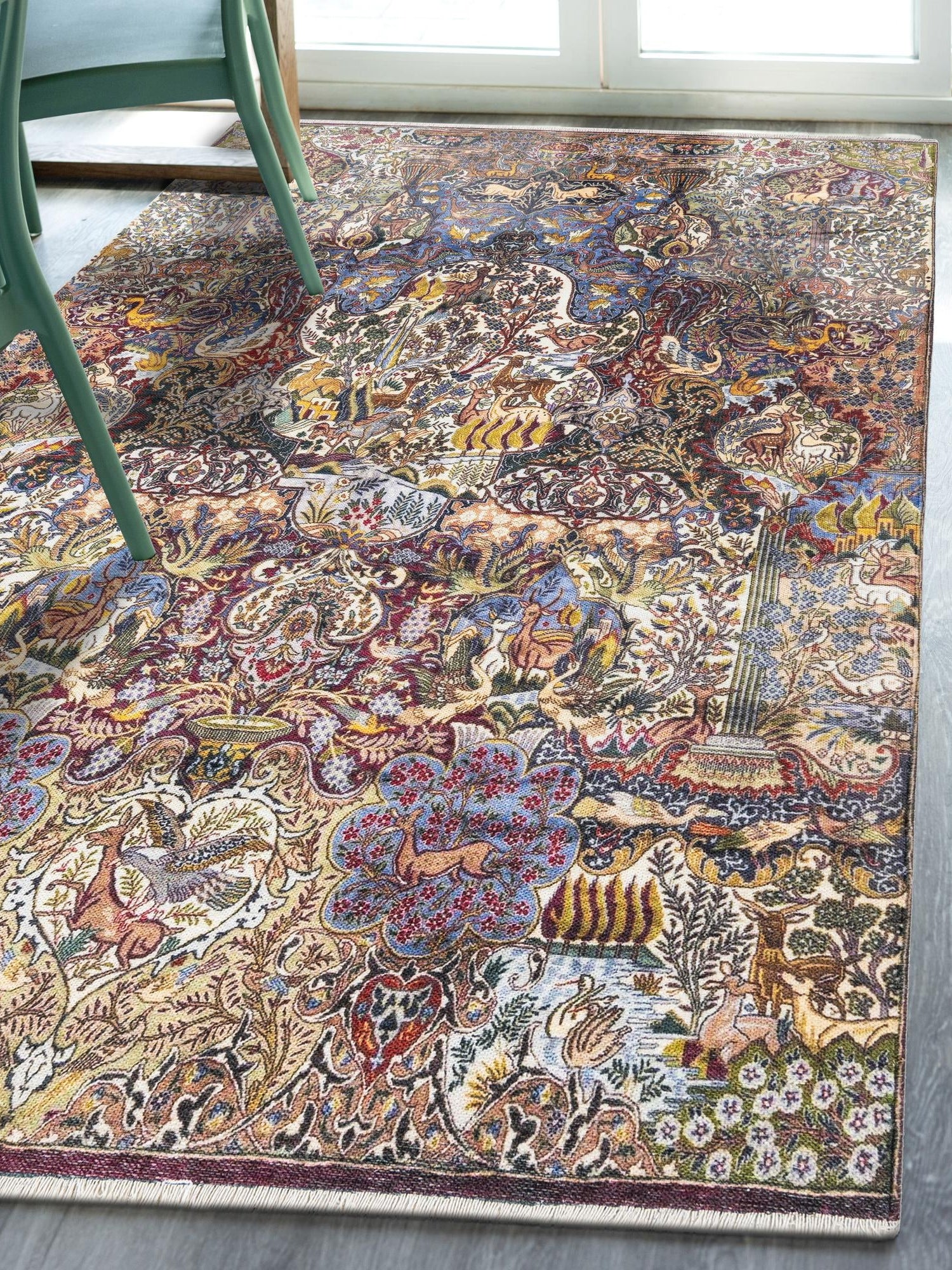 Multicolor 2' x 3' 1 Boutique Rectangle Area Rug Chenille Polyester Cotton Traditional Oriental Inspired Classical Carpet for Living Rooms Dining Office Space Interior Design for Sale at Rug Engine