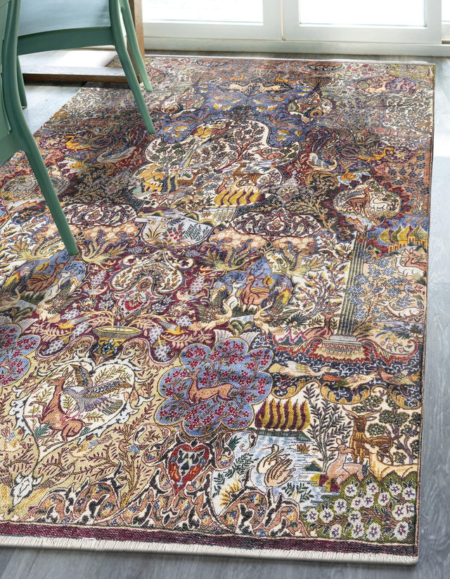 Multicolor 3' 11 x 5' 11 Boutique Rectangle Area Rug Chenille Polyester Cotton Traditional Oriental Inspired Classical Carpet for Living Rooms Dining Office Space Interior Design for Sale at Rug Engine