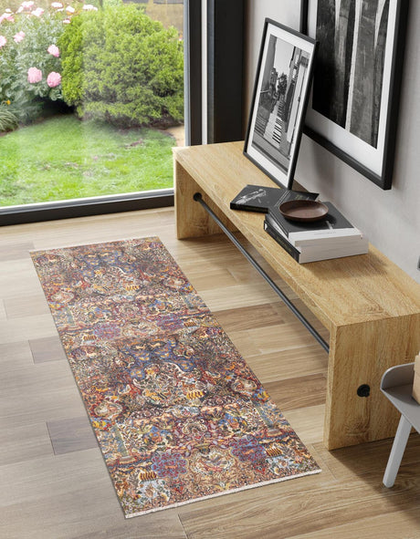 Multicolor 3' 3 x 11' 10 Boutique Runner Area Rug Chenille Polyester Cotton Traditional Oriental Inspired Classical Carpet for Living Rooms Dining Office Space Interior Design for Sale at Rug Engine