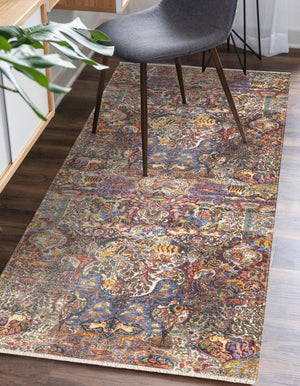Multicolor 3' 3 x 11' 10 Boutique Runner Area Rug Chenille Polyester Cotton Traditional Oriental Inspired Classical Carpet for Living Rooms Dining Office Space Interior Design for Sale at Rug Engine