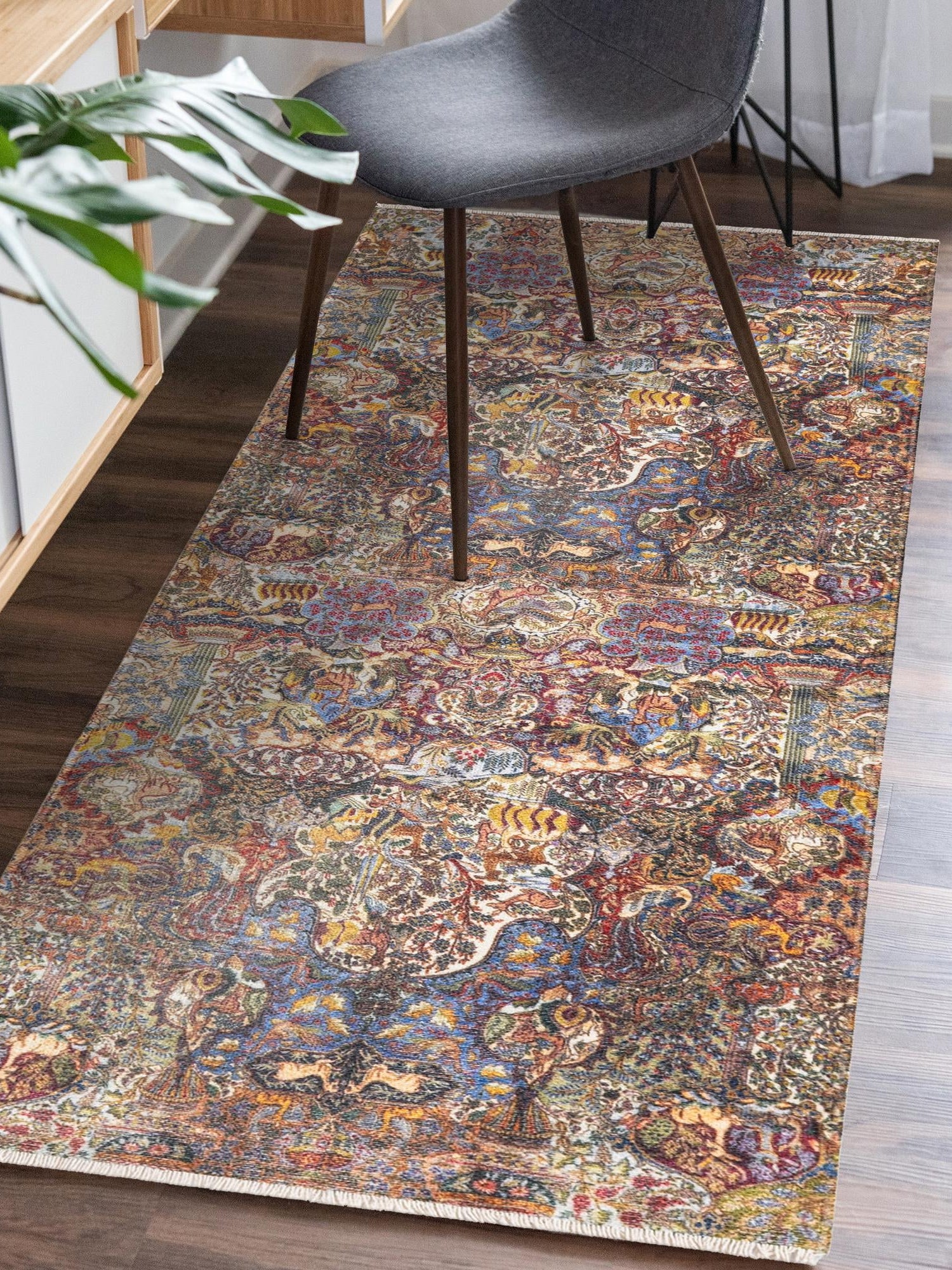 Multicolor 2' x 5' 1 Boutique Runner Area Rug Chenille Polyester Cotton Traditional Oriental Inspired Classical Carpet for Living Rooms Dining Office Space Interior Design for Sale at Rug Engine