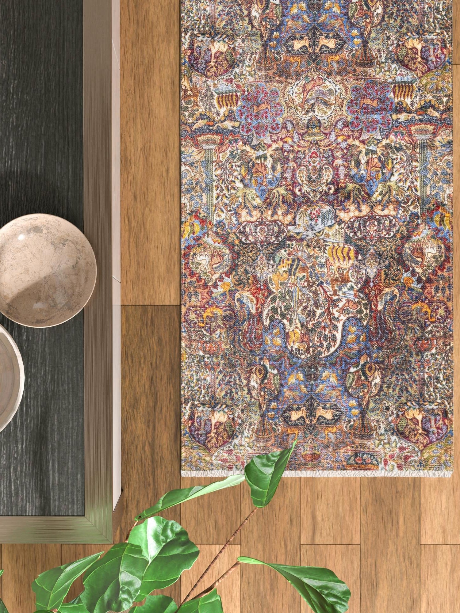 Multicolor 3' 3 x 11' 10 Boutique Runner Area Rug Chenille Polyester Cotton Traditional Oriental Inspired Classical Carpet for Living Rooms Dining Office Space Interior Design for Sale at Rug Engine