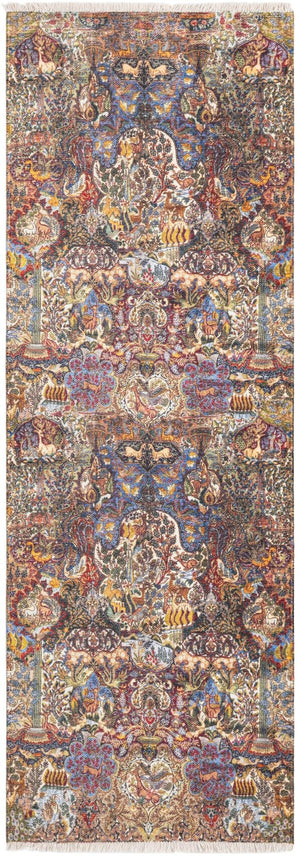Multicolor 2' x 6' 1 Boutique Runner Area Rug Chenille Polyester Cotton Traditional Oriental Inspired Classical Carpet for Living Rooms Dining Office Space Interior Design for Sale at Rug Engine