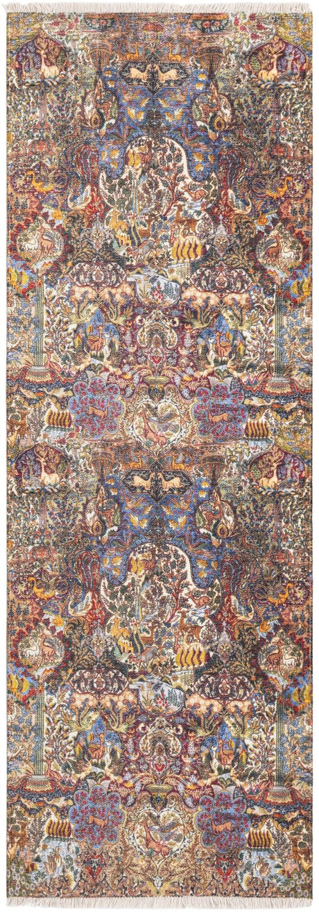 Multicolor 2' x 6' 1 Boutique Runner Area Rug Chenille Polyester Cotton Traditional Oriental Inspired Classical Carpet for Living Rooms Dining Office Space Interior Design for Sale at Rug Engine
