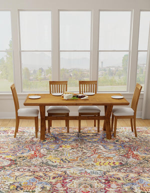 Multicolor 7' 9 x 7' 9 Boutique Square Area Rug Chenille Polyester Cotton Traditional Oriental Inspired Classical Carpet for Living Rooms Dining Office Space Interior Design for Sale at Rug Engine