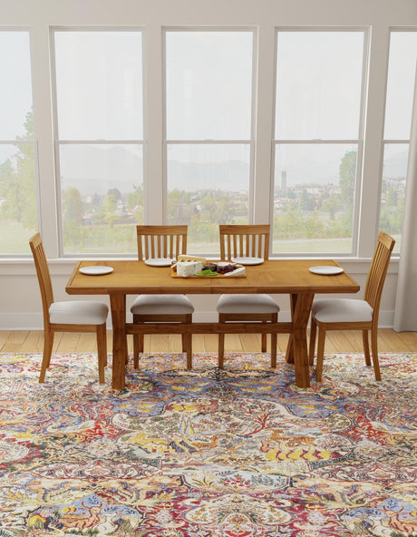 Multicolor 7' 9 x 7' 9 Boutique Square Area Rug Chenille Polyester Cotton Traditional Oriental Inspired Classical Carpet for Living Rooms Dining Office Space Interior Design for Sale at Rug Engine