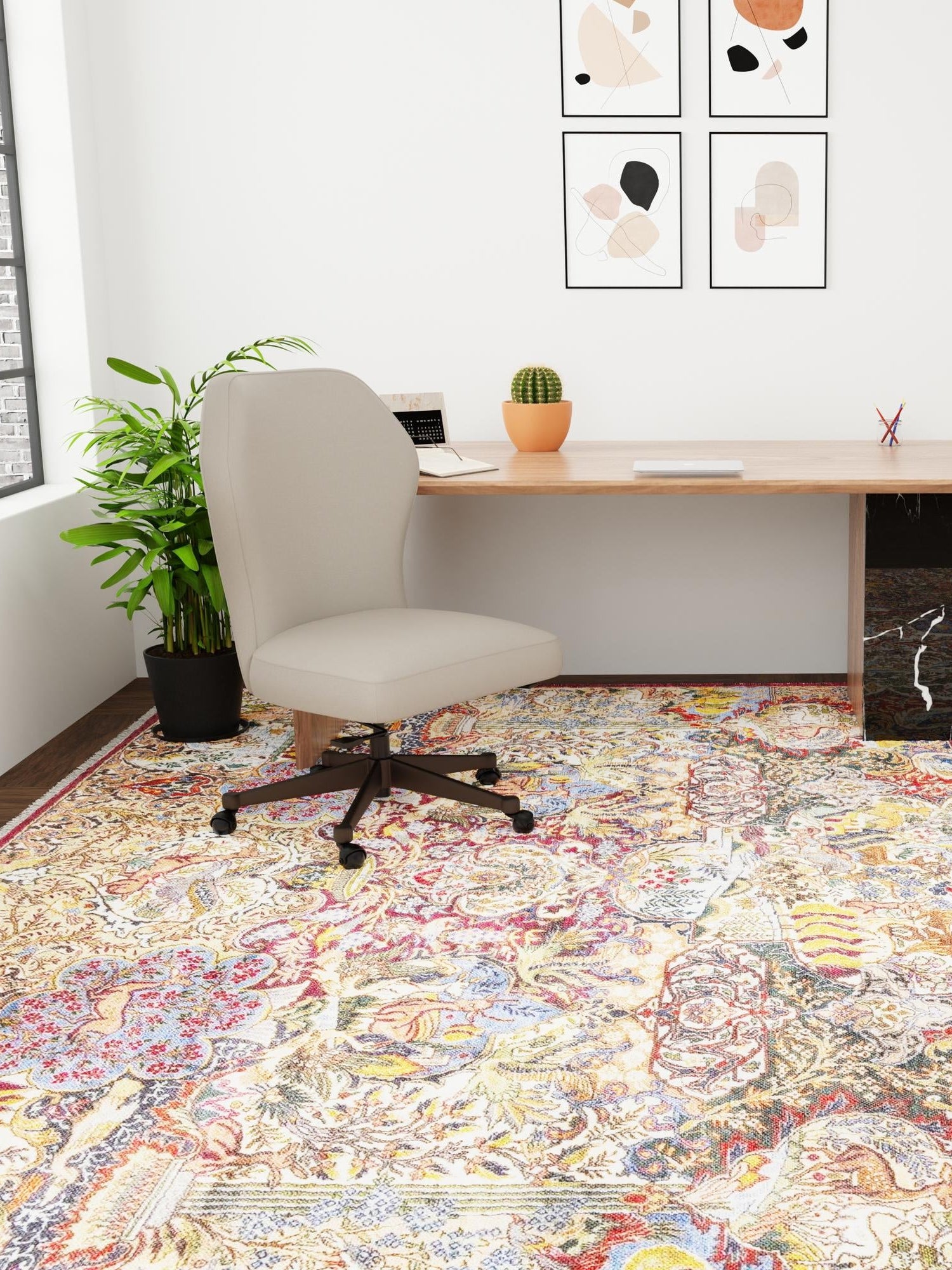 Multicolor 5' 1 x 5' 1 Boutique Square Area Rug Chenille Polyester Cotton Traditional Oriental Inspired Classical Carpet for Living Rooms Dining Office Space Interior Design for Sale at Rug Engine