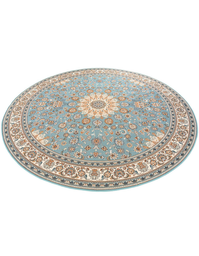 Blue 10' x 10' Outdoor Traditional Round Area Rug Weather Resistant for Patio, Deck, Terrace, Balcony, Porch Classical Design Outside Carpet for Sale at Rug Engine