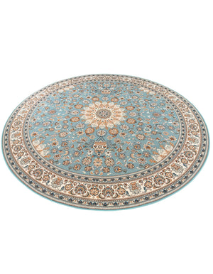 Blue 10' x 10' Outdoor Traditional Round Area Rug Weather Resistant for Patio, Deck, Terrace, Balcony, Porch Classical Design Outside Carpet for Sale at Rug Engine