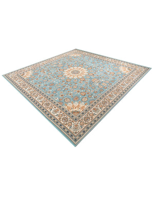 Blue 10' x 10' Outdoor Traditional Square Area Rug Weather Resistant for Patio, Deck, Terrace, Balcony, Porch Classical Design Outside Carpet for Sale at Rug Engine