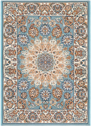 Blue 2' x 3' 1 Outdoor Traditional Rectangle Area Rug Weather Resistant for Patio, Deck, Terrace, Balcony, Porch Classical Design Outside Carpet for Sale at Rug Engine