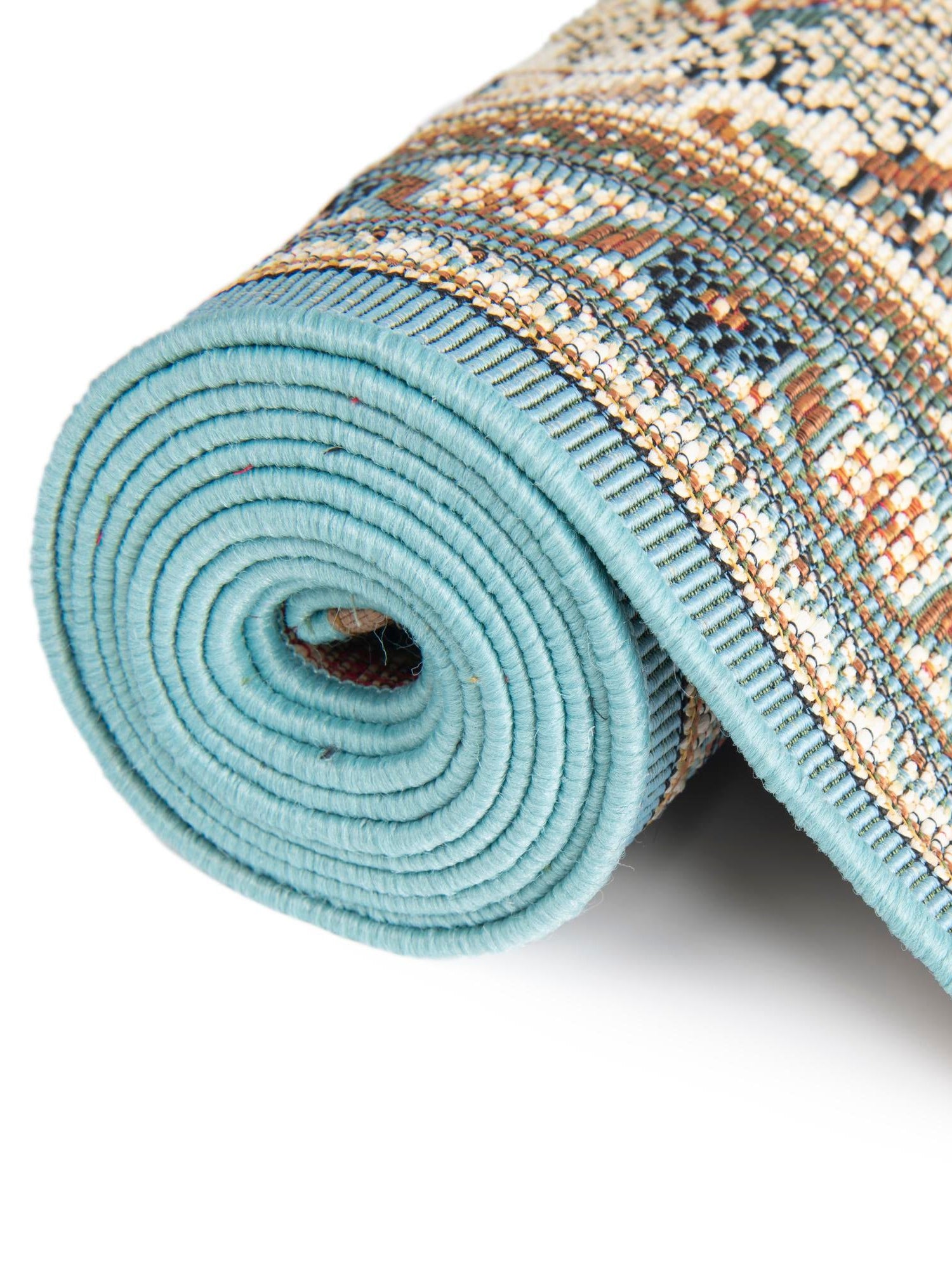 Blue 9' x 12' Outdoor Traditional Rectangle Area Rug Weather Resistant for Patio, Deck, Terrace, Balcony, Porch Classical Design Outside Carpet for Sale at Rug Engine