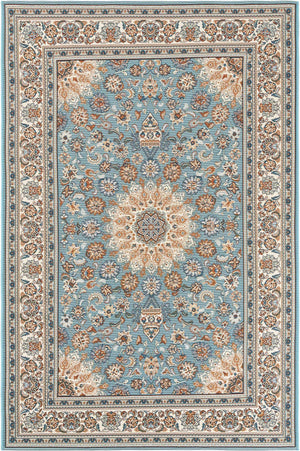 Blue 5' 3 x 8' Outdoor Traditional Rectangle Area Rug Weather Resistant for Patio, Deck, Terrace, Balcony, Porch Classical Design Outside Carpet for Sale at Rug Engine