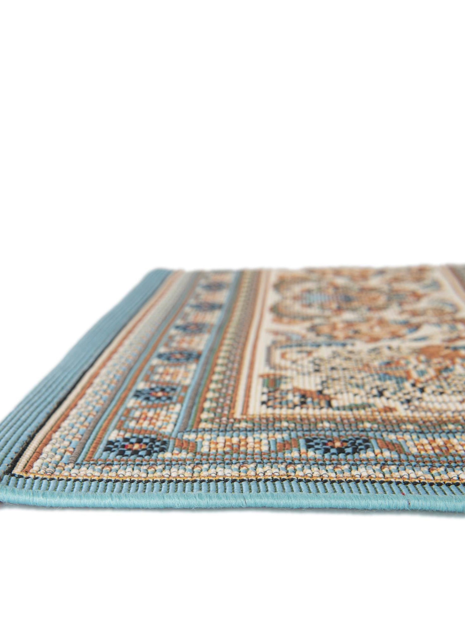 Blue 2' 7 x 10' Outdoor Traditional Runner Area Rug Weather Resistant for Patio, Deck, Terrace, Balcony, Porch Classical Design Outside Carpet for Sale at Rug Engine