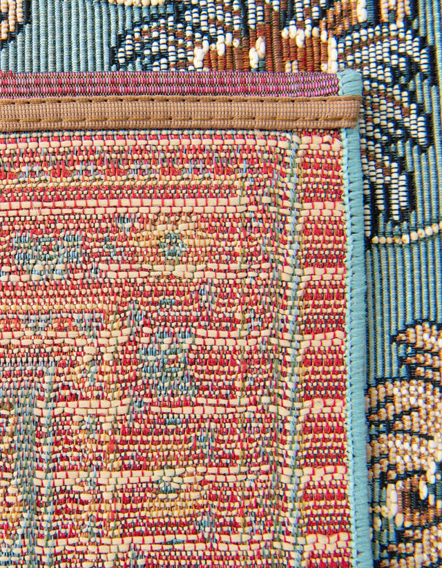 Blue 2' x 6' 1 Outdoor Traditional Runner Area Rug Weather Resistant for Patio, Deck, Terrace, Balcony, Porch Classical Design Outside Carpet for Sale at Rug Engine