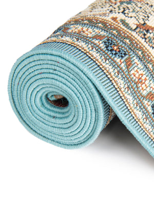 Blue 2' 7 x 12' Outdoor Traditional Runner Area Rug Weather Resistant for Patio, Deck, Terrace, Balcony, Porch Classical Design Outside Carpet for Sale at Rug Engine