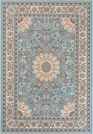 Blue 6' 1 x 9' Outdoor Traditional Rectangle Area Rug Weather Resistant for Patio, Deck, Terrace, Balcony, Porch Classical Design Outside Carpet for Sale at Rug Engine