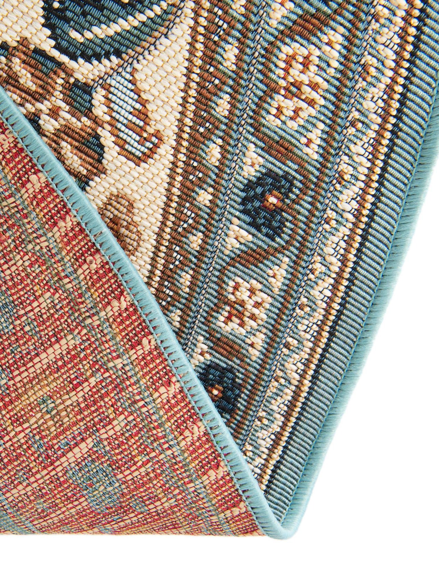 Blue 4' 1 x 4' 1 Outdoor Traditional Round Area Rug Weather Resistant for Patio, Deck, Terrace, Balcony, Porch Classical Design Outside Carpet for Sale at Rug Engine