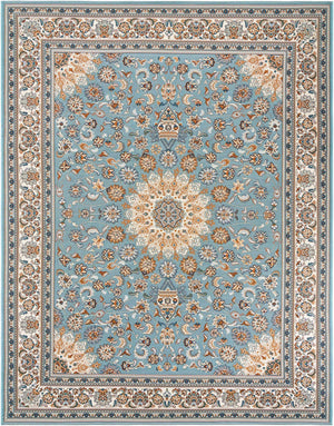 Blue 7' 10 x 10' Outdoor Traditional Rectangle Area Rug Weather Resistant for Patio, Deck, Terrace, Balcony, Porch Classical Design Outside Carpet for Sale at Rug Engine