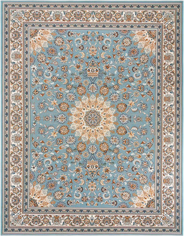 Blue 7' 10 x 10' Outdoor Traditional Rectangle Area Rug Weather Resistant for Patio, Deck, Terrace, Balcony, Porch Classical Design Outside Carpet for Sale at Rug Engine