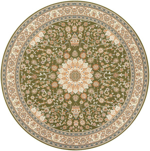 Green 10' x 10' Outdoor Traditional Round Area Rug Weather Resistant for Patio, Deck, Terrace, Balcony, Porch Classical Design Outside Carpet for Sale at Rug Engine