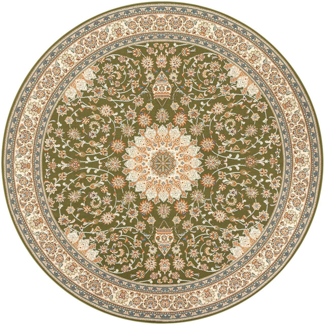 Green 10' x 10' Outdoor Traditional Round Area Rug Weather Resistant for Patio, Deck, Terrace, Balcony, Porch Classical Design Outside Carpet for Sale at Rug Engine