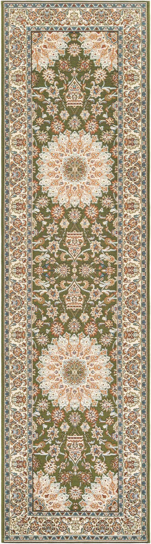 Green 2' 7 x 10' Outdoor Traditional Runner Area Rug Weather Resistant for Patio, Deck, Terrace, Balcony, Porch Classical Design Outside Carpet for Sale at Rug Engine