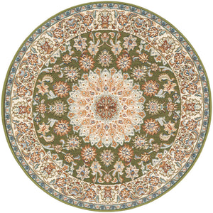 Green 3' 3 x 3' 3 Outdoor Traditional Round Area Rug Weather Resistant for Patio, Deck, Terrace, Balcony, Porch Classical Design Outside Carpet for Sale at Rug Engine