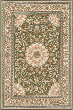 Green 4' 1 x 6' 1 Outdoor Traditional Rectangle Area Rug Weather Resistant for Patio, Deck, Terrace, Balcony, Porch Classical Design Outside Carpet for Sale at Rug Engine